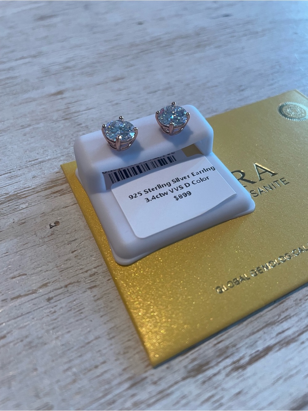 925 Sterling Silver 3.4ctw VVS D Color Moissanite Stud Earrings - Rose Gold